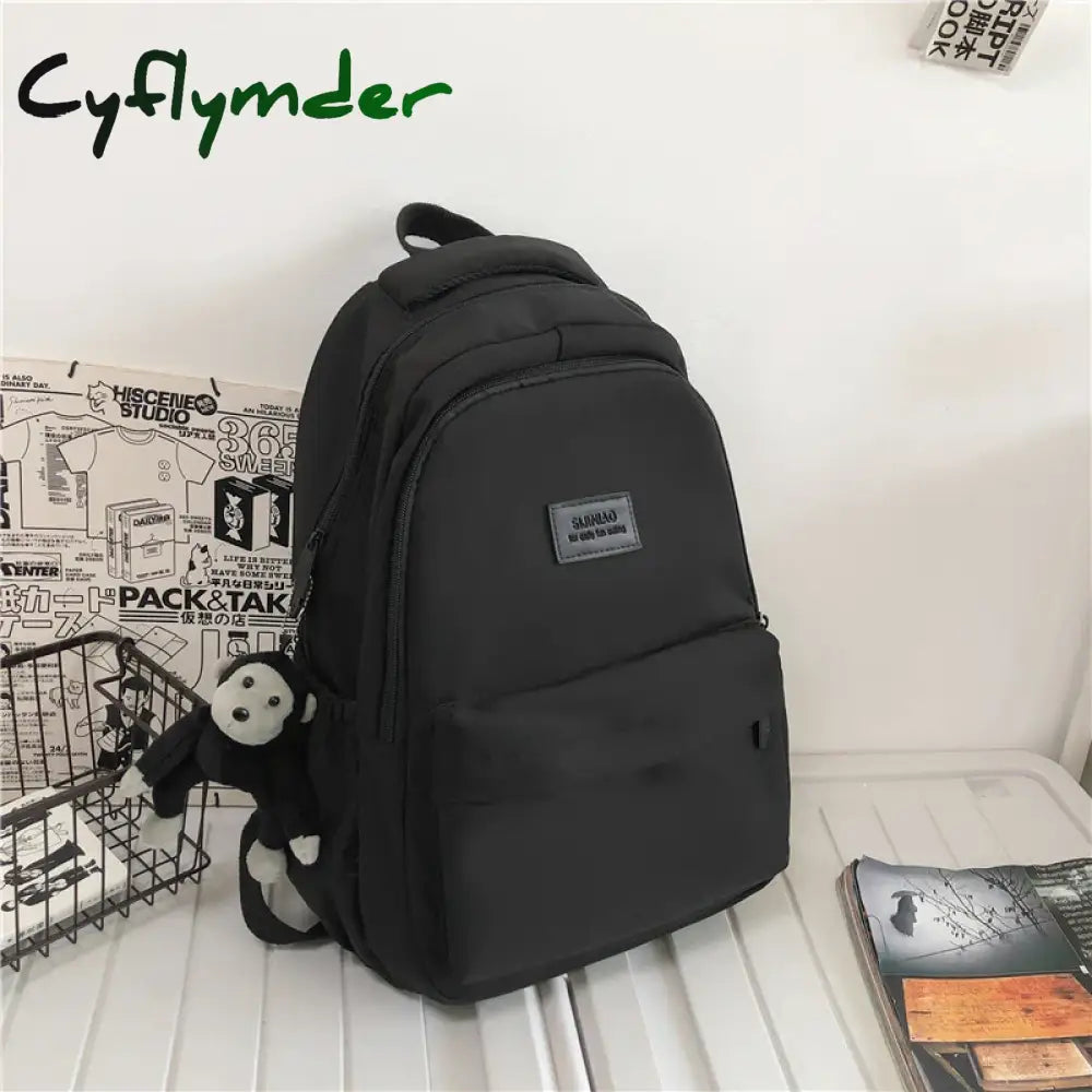 Cyflymder Back To School Women Backpack Solid Color Female Multi-Pocket Casual Woman’s Travel Bag