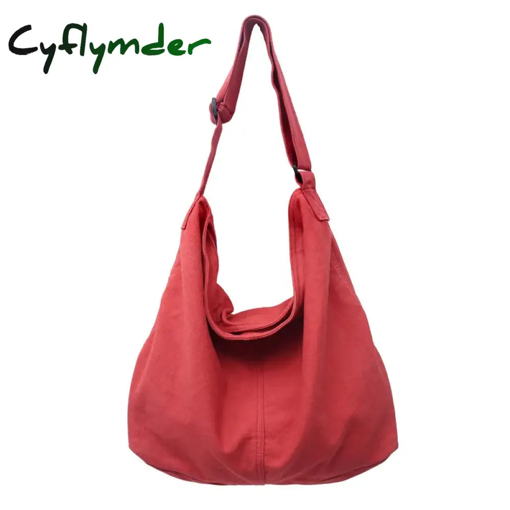 Cyflymder Back To School Women Canvas Shoulder Bags Large Capacity Thick Cotton Cloth Books Handbag