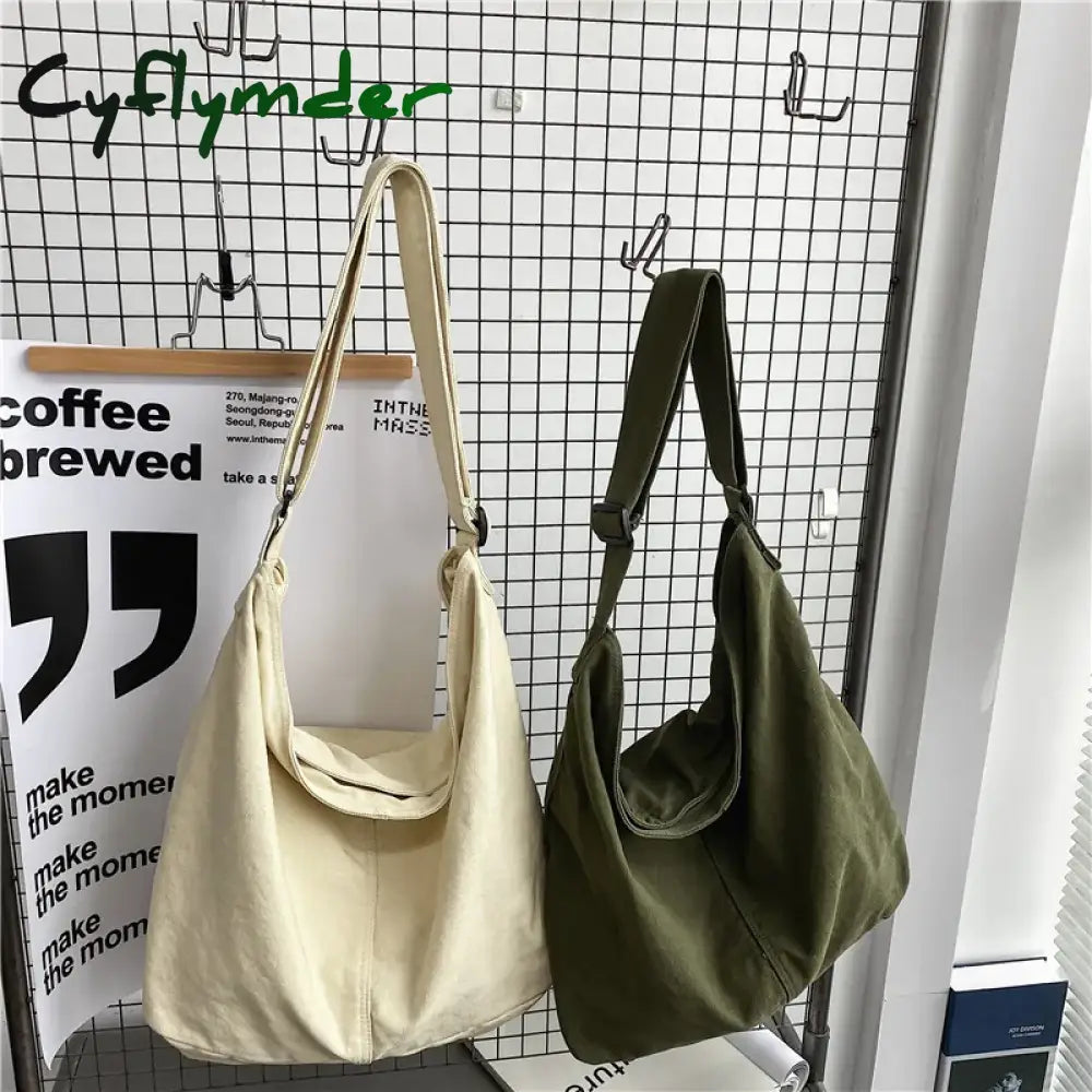 BACK TO SCHOOL Women Canvas Shoulder Bags Large Capacity Thick Cotton Cloth Books Handbag Tote Solid Crossbody Bag Big Travel Purse For Ladies