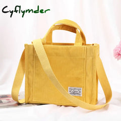 Cyflymder Back To School Women Corduroy Zipper Shoulder Bag Small Cotton Canvas Handbag Casual Tote
