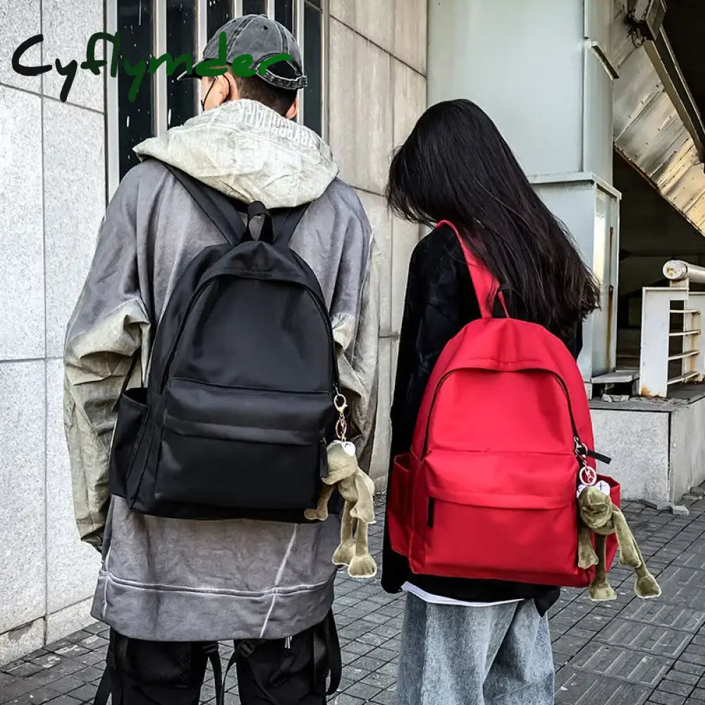 Cyflymder Back To School Women Men Canvas Black Backpack College Student School Bags Teenagers