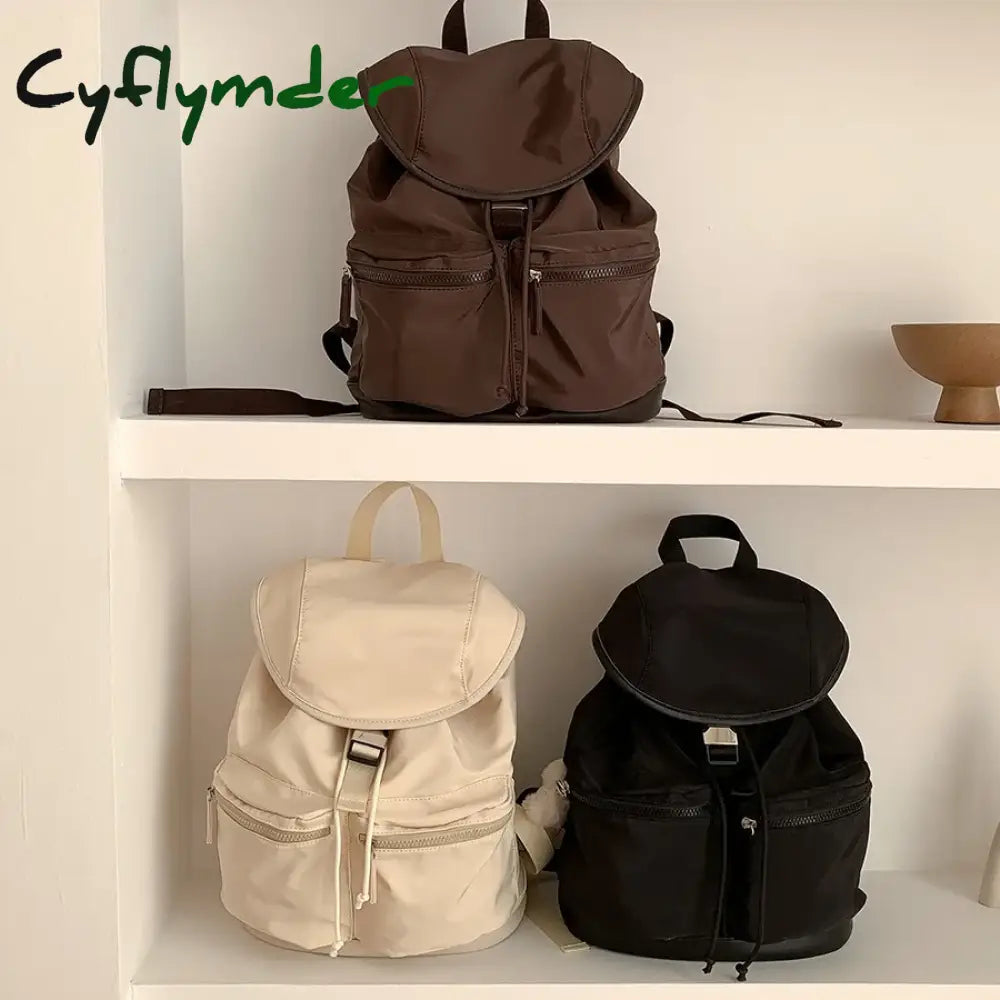 Cyflymder Back To School Women‘s Backpack Preppy Style Flap Nylon Women Niche Design College