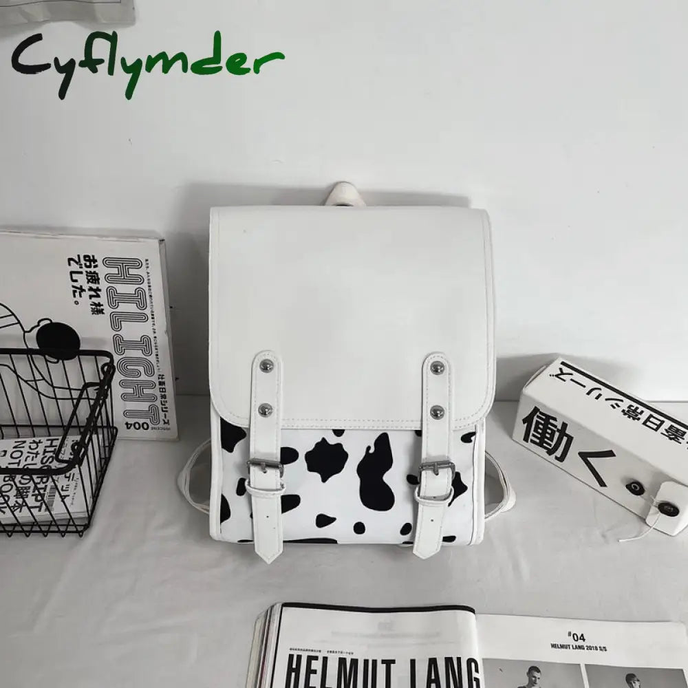 Cyflymder Backpacks Women Leather Cute Zebra Backpack Female White Back Pack Black For Teen Girls
