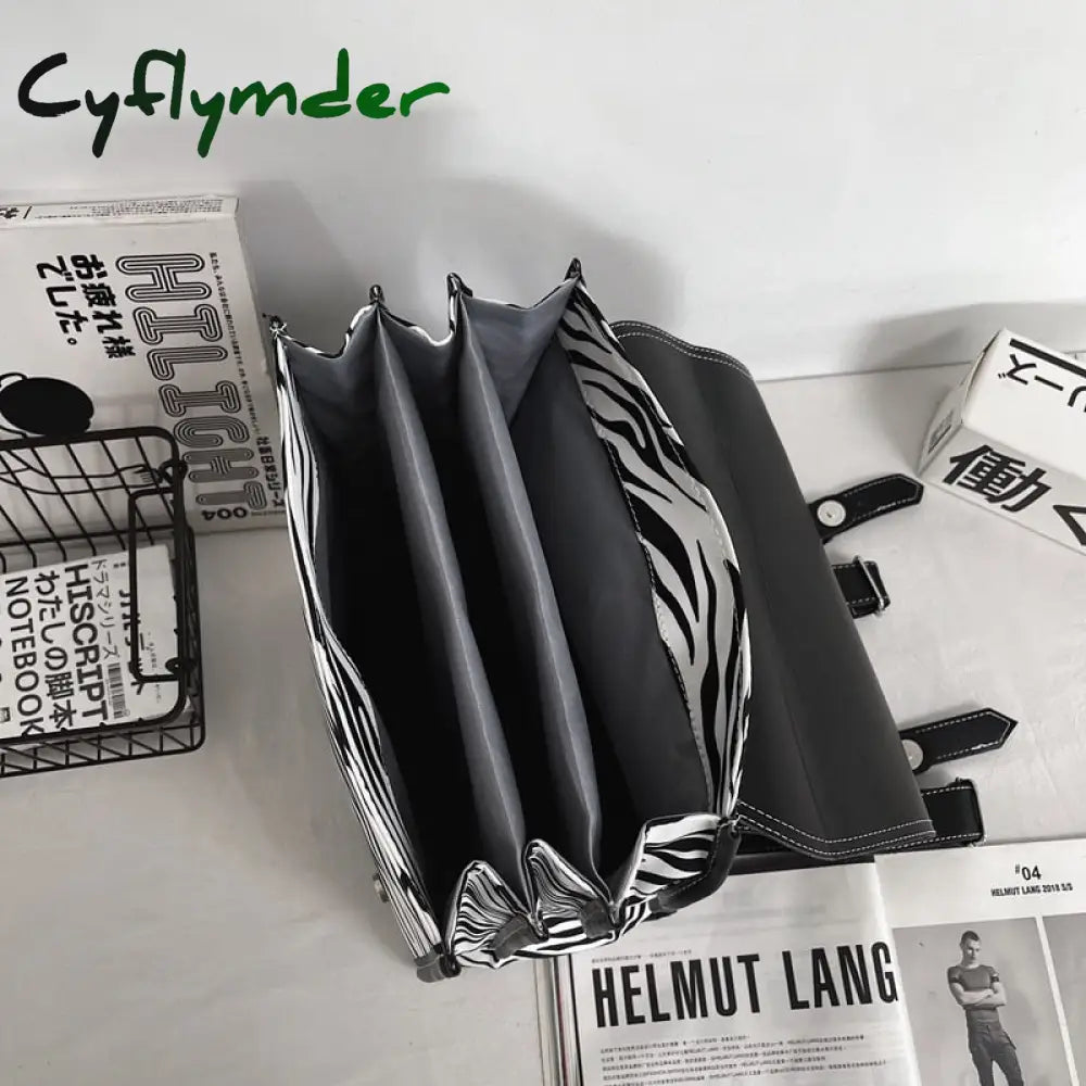 Cyflymder Backpacks Women Leather Cute Zebra Backpack Female White Back Pack Black For Teen Girls