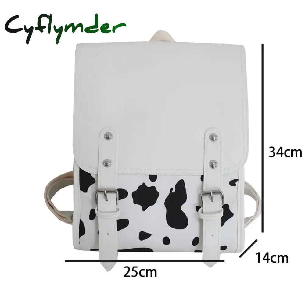 Cyflymder Backpacks Women Leather Cute Zebra Backpack Female White Back Pack Black For Teen Girls