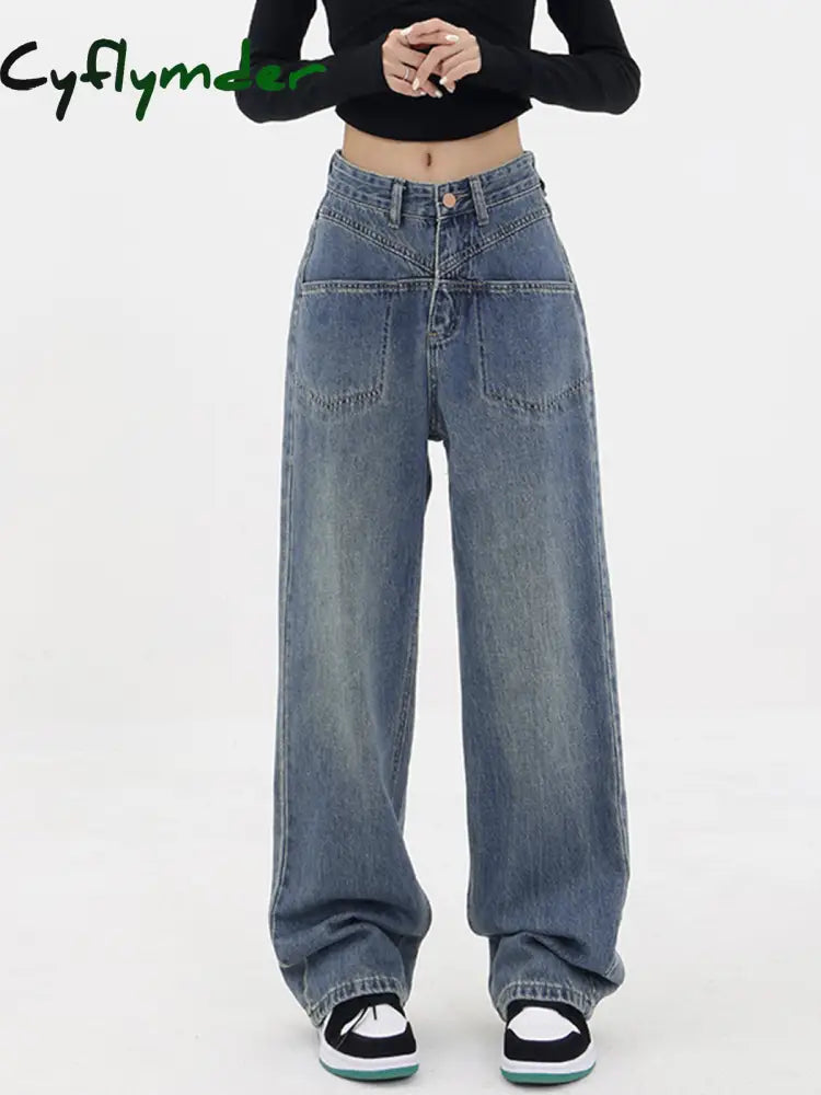 Cyflymder- Baddie Baggy Wide Leg Boyfriend Jeans