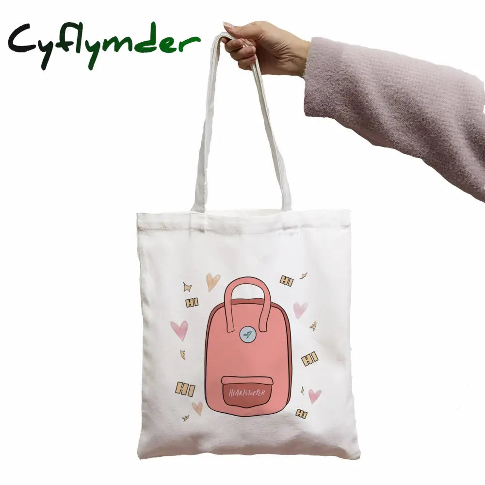 Cyflymder Bag Heartstopper Leaves Funny Print Cool Women Shopper Bag White Fashion Shopper Shoulder