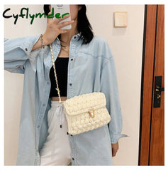 Cyflymder Bags For Women Hand Woven Bag Strip Thread Hook Knitted Women’s Shoulder/Crossbody