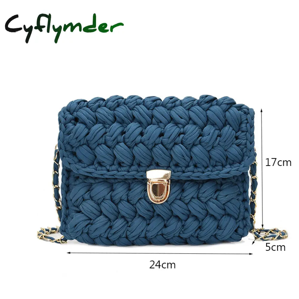 Cyflymder Bags For Women Hand Woven Bag Strip Thread Hook Knitted Women’s Shoulder/Crossbody