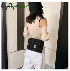 Cyflymder Bags For Women Hand Woven Bag Strip Thread Hook Knitted Women’s Shoulder/Crossbody