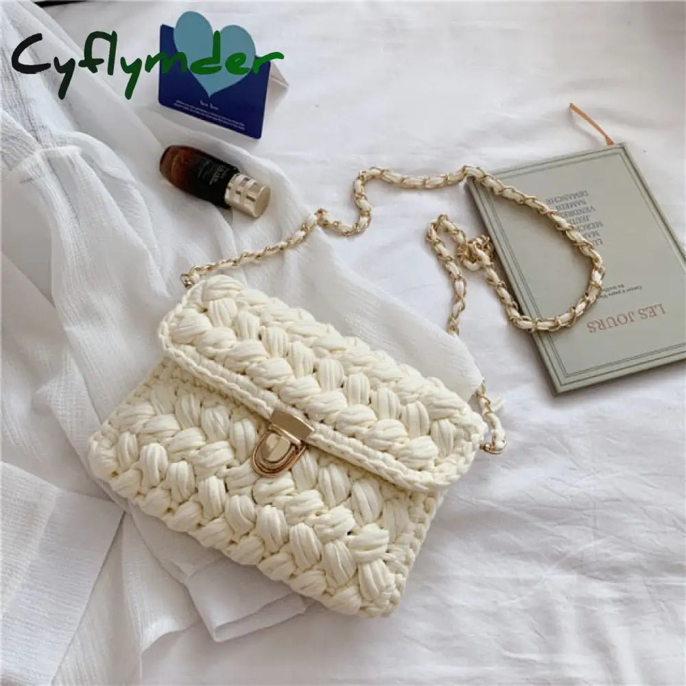 Cyflymder Bags For Women Hand Woven Bag Strip Thread Hook Knitted Women’s Shoulder/Crossbody