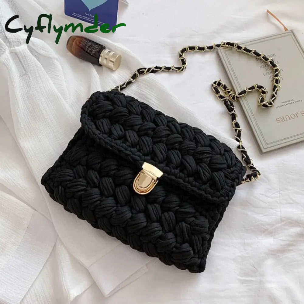 Cyflymder Bags For Women Hand Woven Bag Strip Thread Hook Knitted Women’s Shoulder/Crossbody
