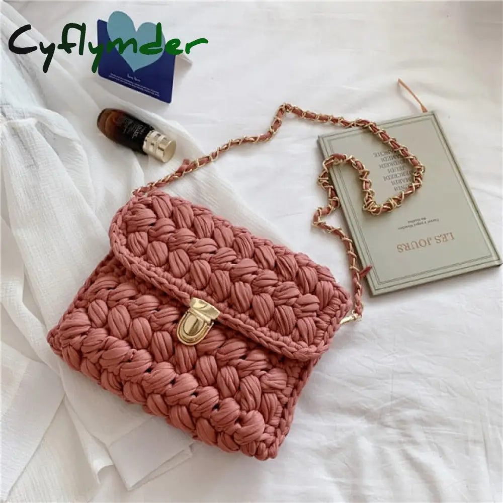 Cyflymder Bags For Women Hand Woven Bag Strip Thread Hook Knitted Women’s Shoulder/Crossbody