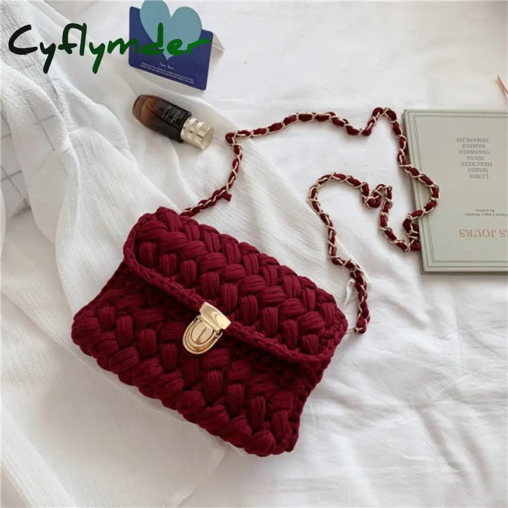 Cyflymder Bags For Women Hand Woven Bag Strip Thread Hook Knitted Women’s Shoulder/Crossbody