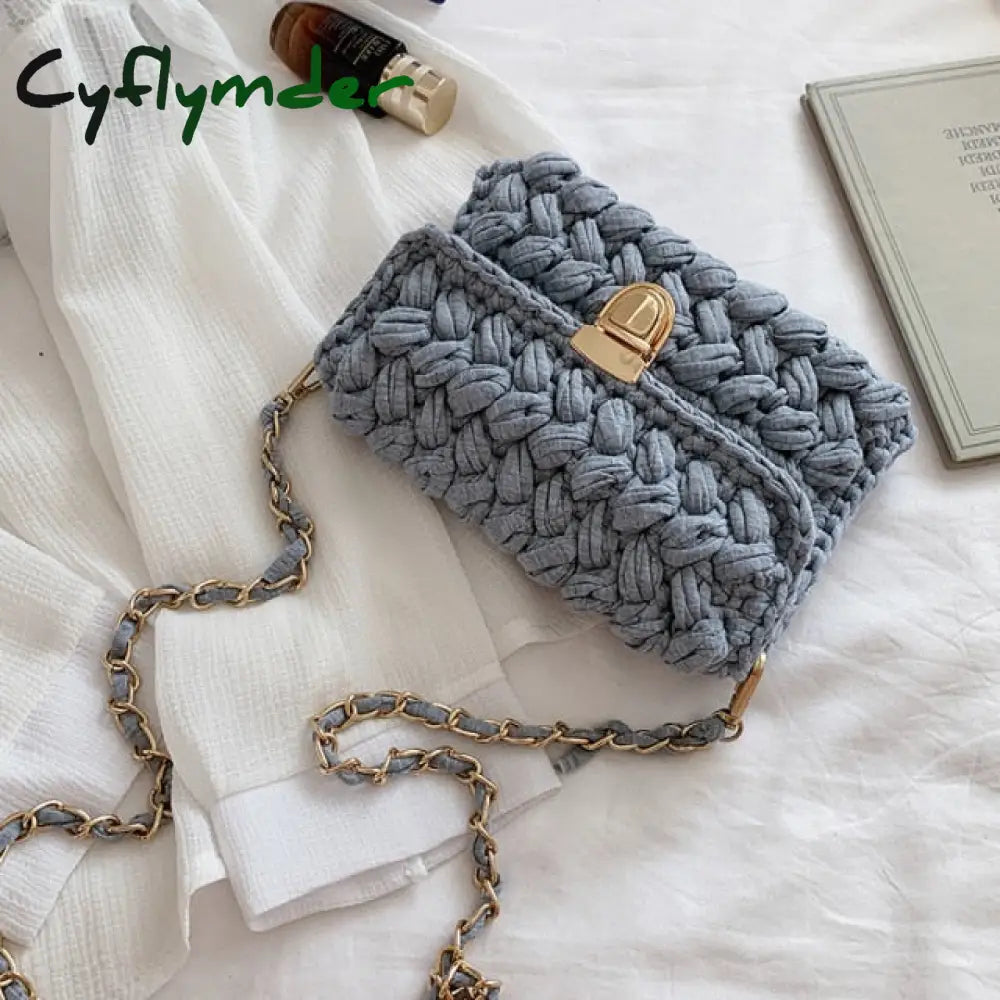 Cyflymder Bags For Women Hand Woven Bag Strip Thread Hook Knitted Women’s Shoulder/Crossbody
