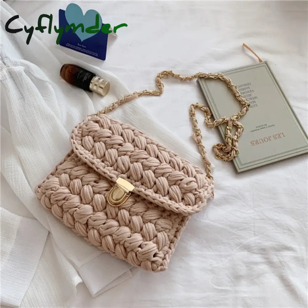 Cyflymder Bags For Women Hand Woven Bag Strip Thread Hook Knitted Women’s Shoulder/Crossbody