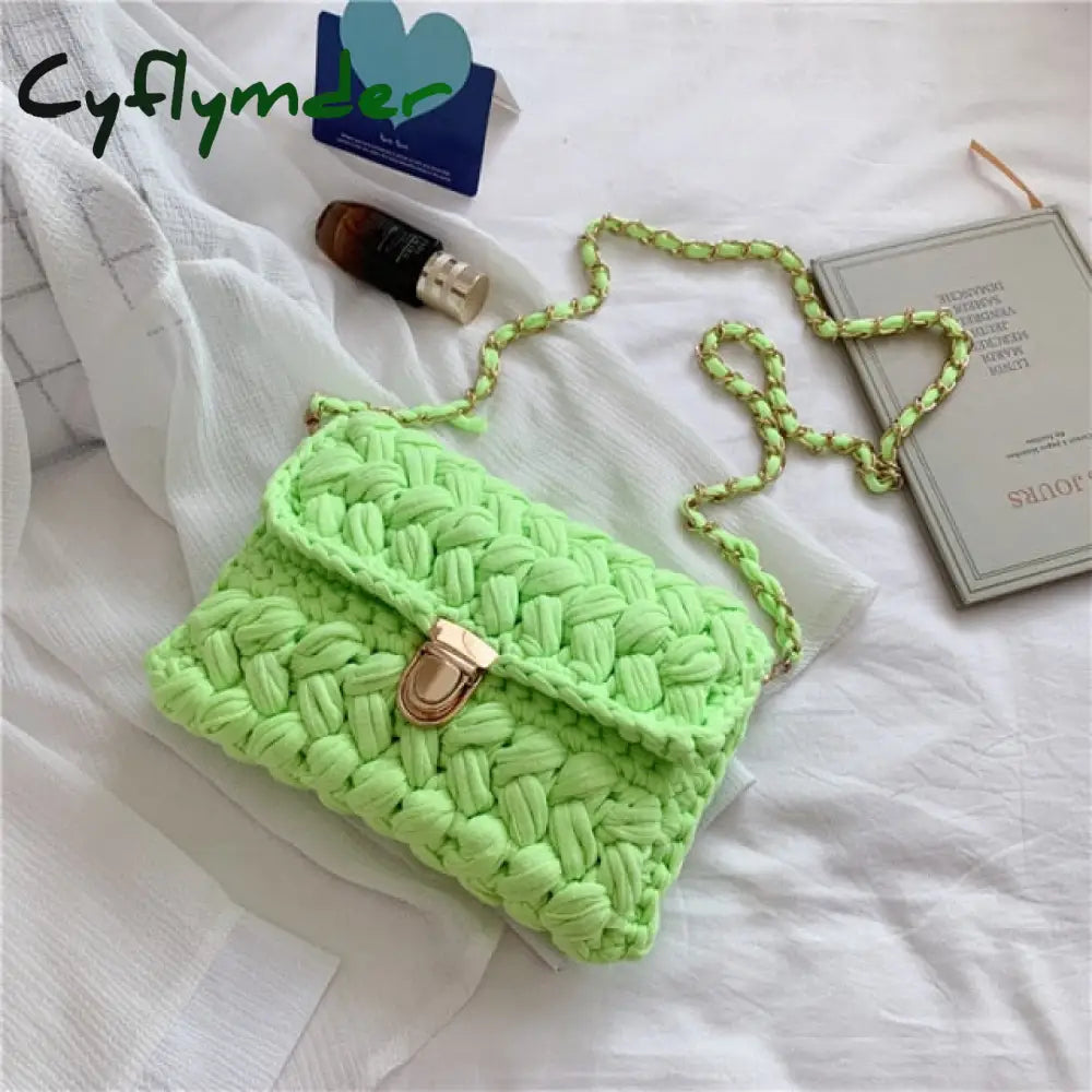 Cyflymder Bags For Women Hand Woven Bag Strip Thread Hook Knitted Women’s Shoulder/Crossbody