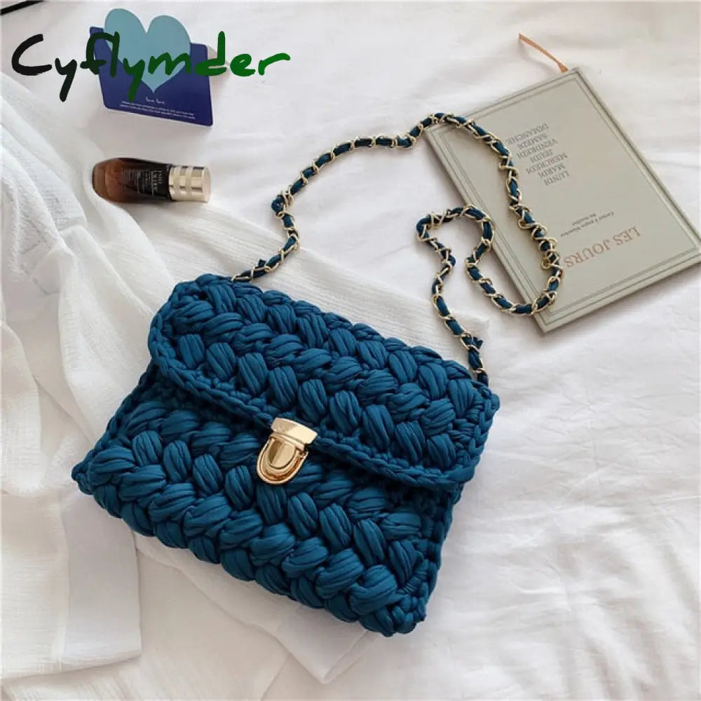 Cyflymder Bags For Women Hand Woven Bag Strip Thread Hook Knitted Women’s Shoulder/Crossbody