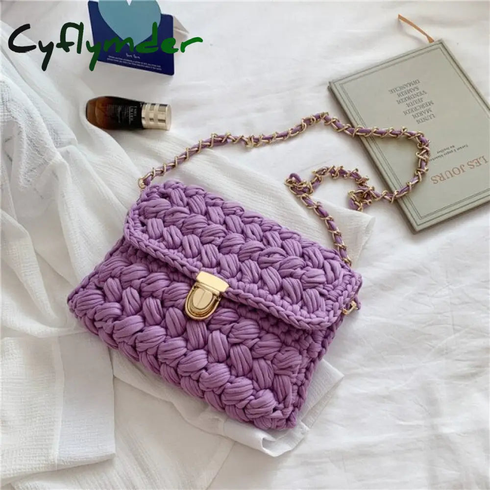 Cyflymder Bags For Women Hand Woven Bag Strip Thread Hook Knitted Women’s Shoulder/Crossbody