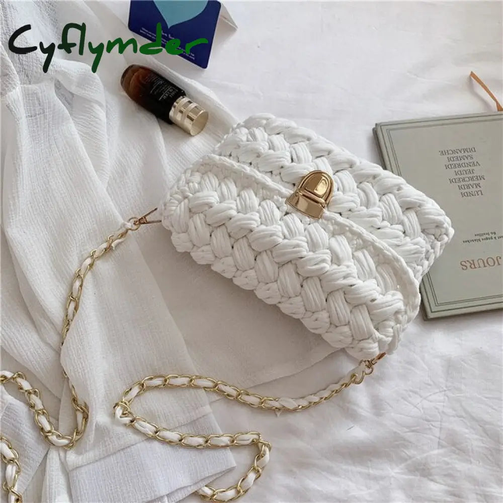 Cyflymder Bags For Women Hand Woven Bag Strip Thread Hook Knitted Women’s Shoulder/Crossbody