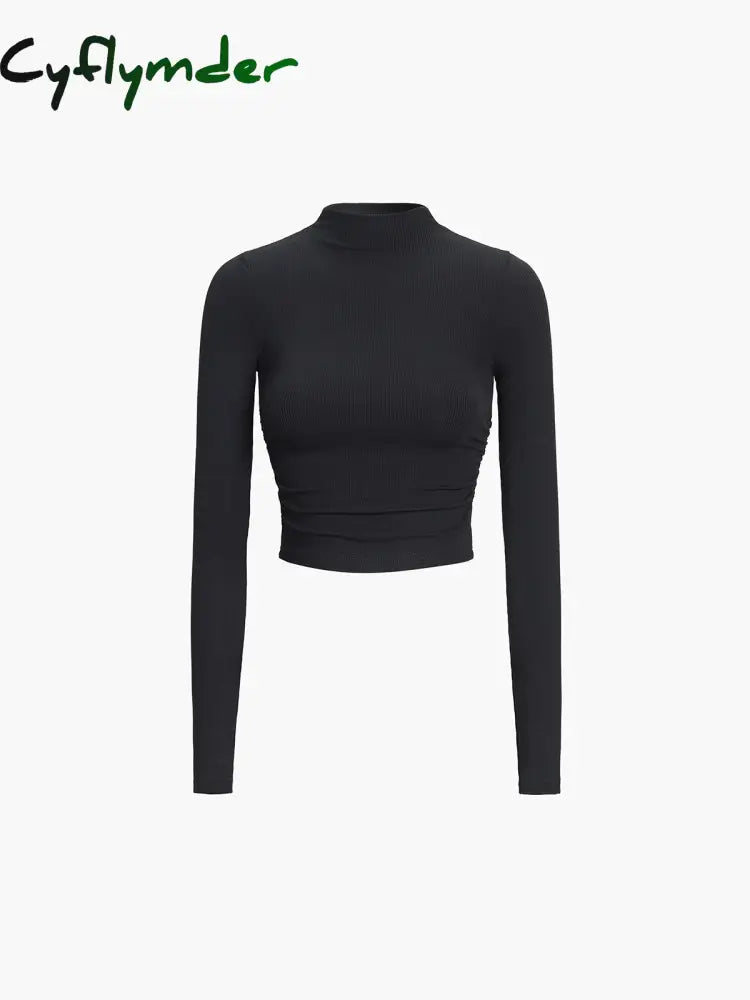 Cyflymder - Basic Long Sleeve Crop Shirt T-Shirts