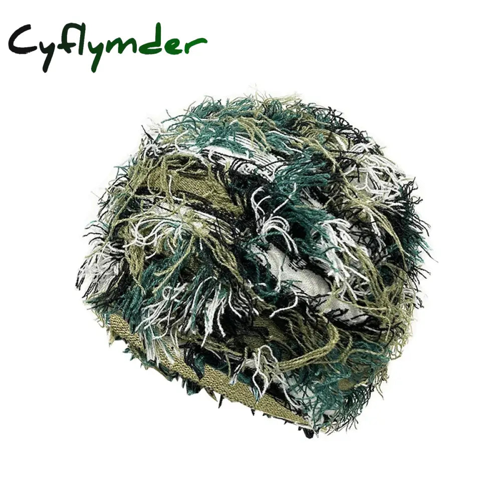 Cyflymder beanie outfits Hip Hop Balaclava Distressed Knitted Caps Mask Women Outdoor Camouflage Fleece Fuzzy Ski