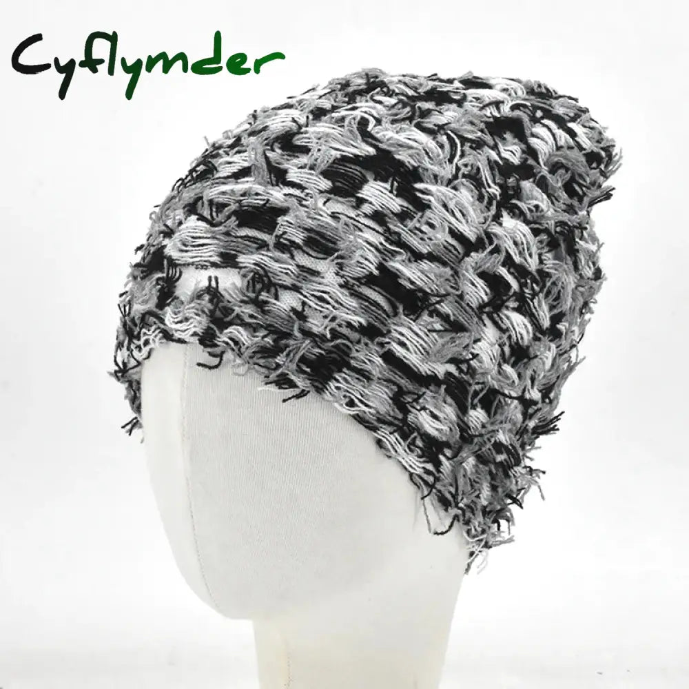 Cyflymder beanie outfits Hip Hop Balaclava Distressed Knitted Caps Mask Women Outdoor Camouflage Fleece Fuzzy Ski