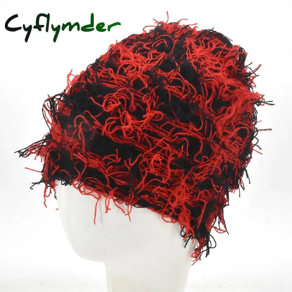 Cyflymder beanie outfits Hip Hop Balaclava Distressed Knitted Caps Mask Women Outdoor Camouflage Fleece Fuzzy Ski