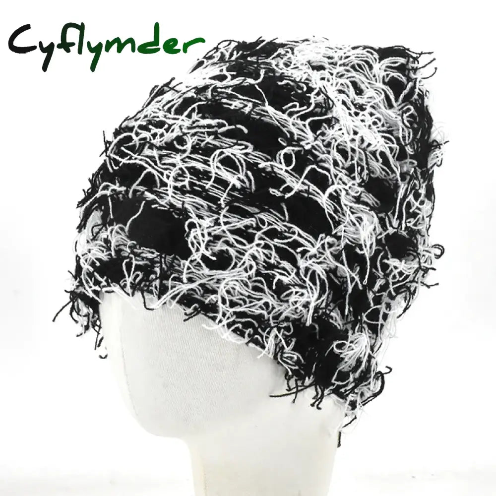 Cyflymder beanie outfits Hip Hop Balaclava Distressed Knitted Caps Mask Women Outdoor Camouflage Fleece Fuzzy Ski