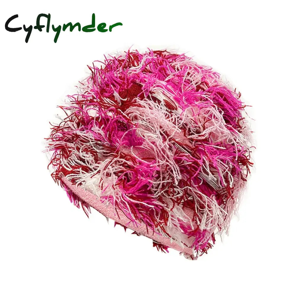 Cyflymder beanie outfits Hip Hop Balaclava Distressed Knitted Caps Mask Women Outdoor Camouflage Fleece Fuzzy Ski