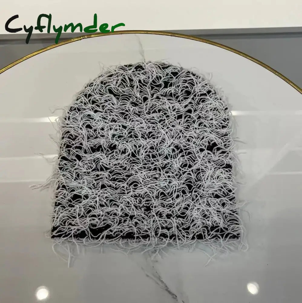 Cyflymder beanie outfits Knitted Mossy Beanie Warm Winter Hats Grassy Distressed Beanies For Men And Women