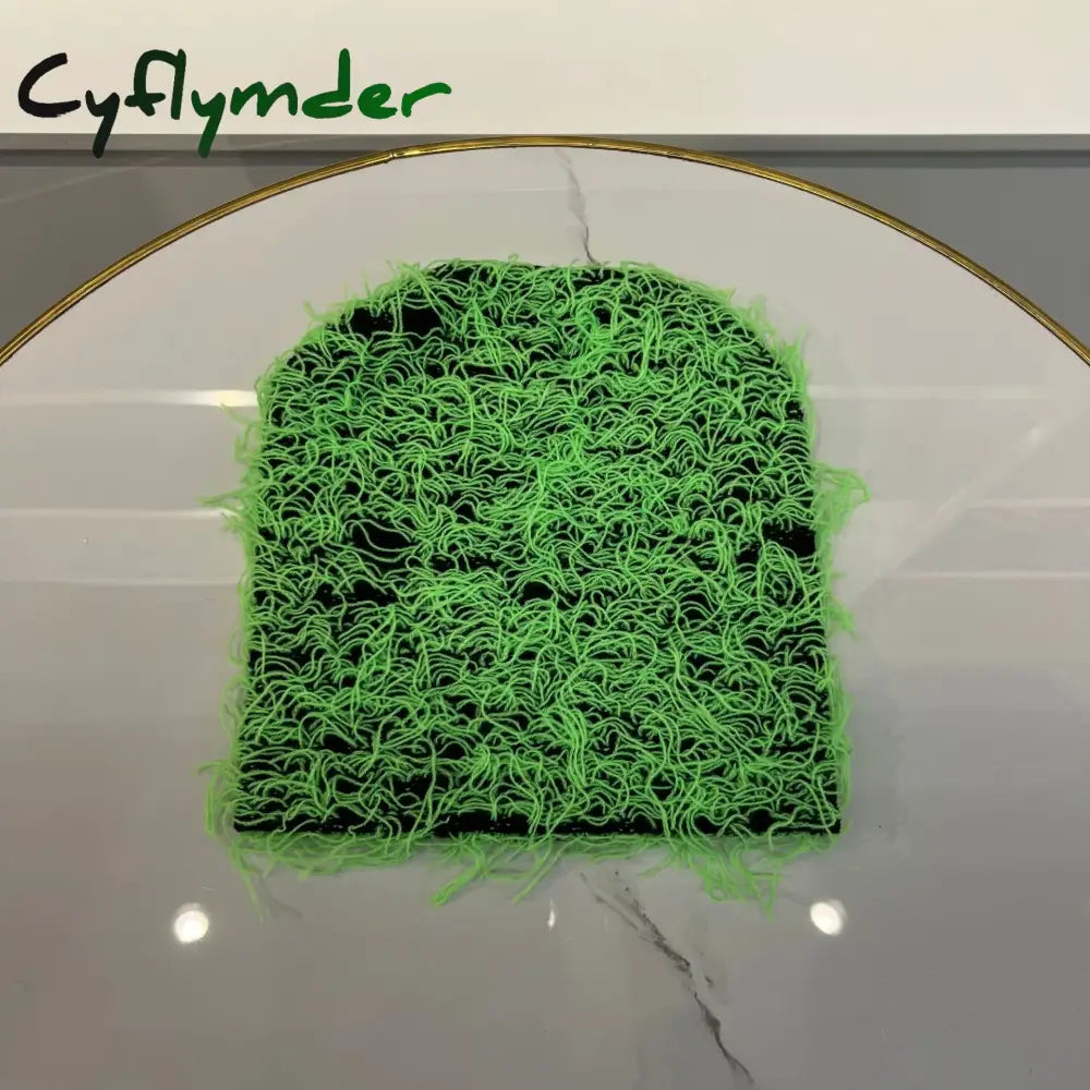 Cyflymder beanie outfits Knitted Mossy Beanie Warm Winter Hats Grassy Distressed Beanies For Men And Women