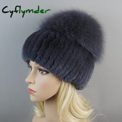 Cyflymder beanie outfits men Lady Winter Real Fur Hat Women Warm Knitted Genuine Rex Rabbit Fur Hat Top Natural Fox Fur