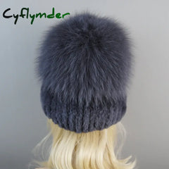 Cyflymder beanie outfits men Lady Winter Real Fur Hat Women Warm Knitted Genuine Rex Rabbit Fur Hat Top Natural Fox Fur