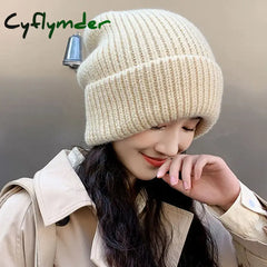 Cyflymder beanie outfits Winter Warm Hats for Women Casual Stacking Knitted Bonnet Caps Men Hats Simple Solid Color Hip