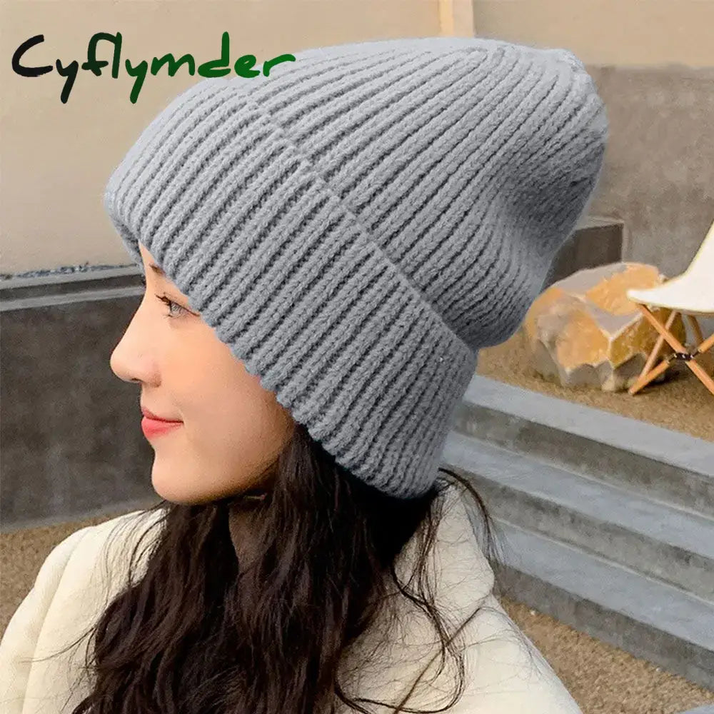 Cyflymder beanie outfits Winter Warm Hats for Women Casual Stacking Knitted Bonnet Caps Men Hats Simple Solid Color Hip