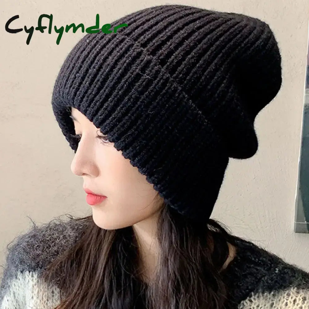 Cyflymder beanie outfits Winter Warm Hats for Women Casual Stacking Knitted Bonnet Caps Men Hats Simple Solid Color Hip