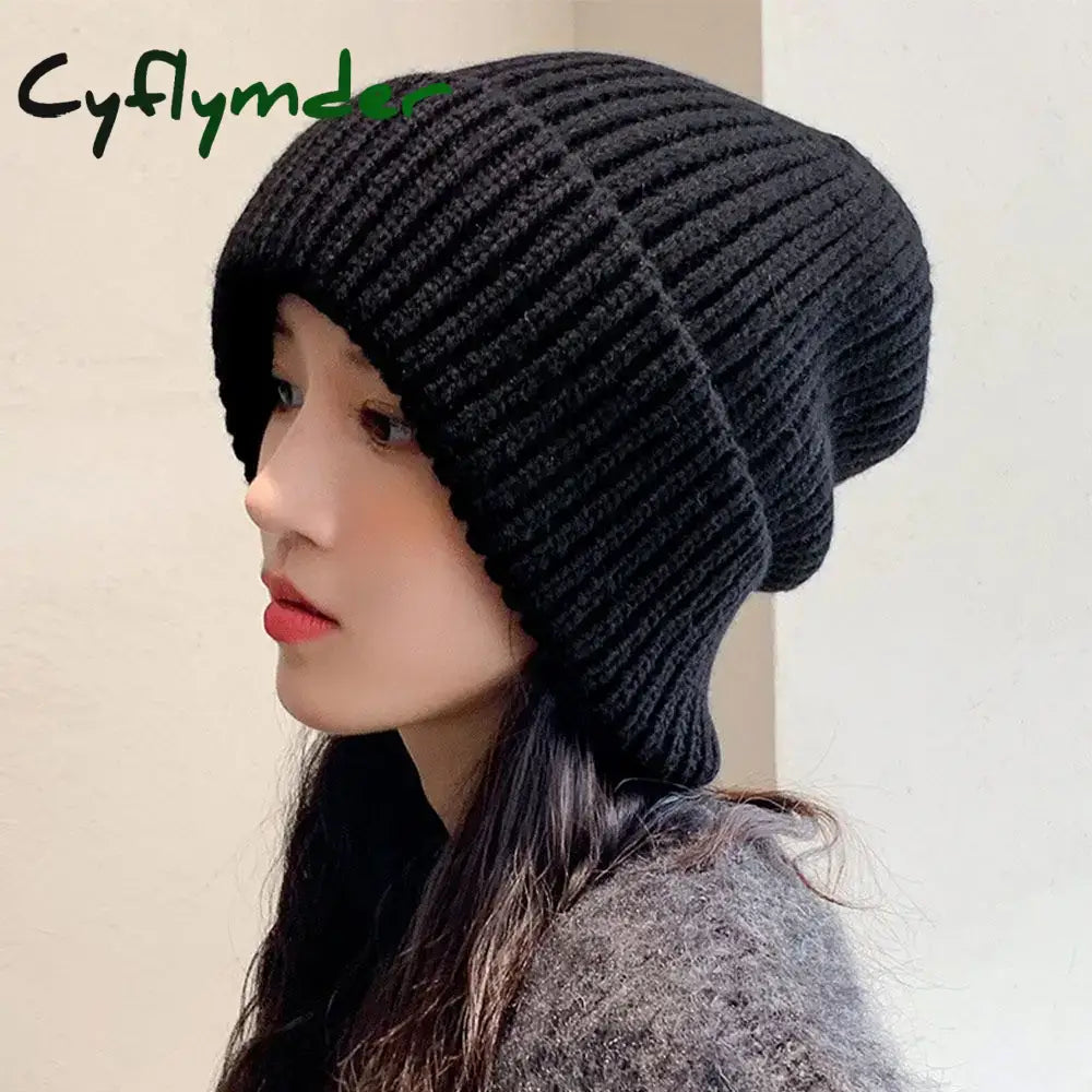 Cyflymder beanie outfits Winter Warm Hats for Women Casual Stacking Knitted Bonnet Caps Men Hats Simple Solid Color Hip