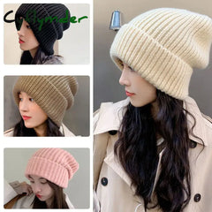 Cyflymder beanie outfits Winter Warm Hats for Women Casual Stacking Knitted Bonnet Caps Men Hats Simple Solid Color Hip