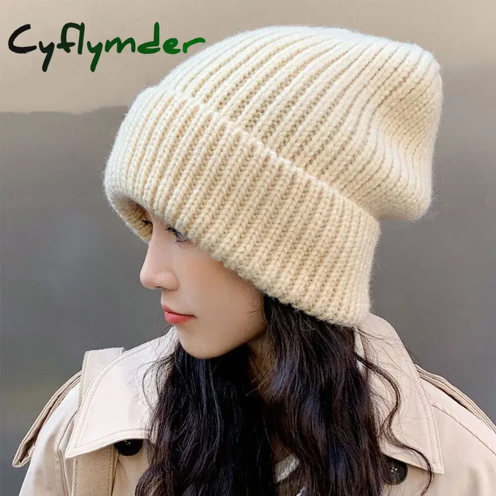 Cyflymder beanie outfits Winter Warm Hats for Women Casual Stacking Knitted Bonnet Caps Men Hats Simple Solid Color Hip