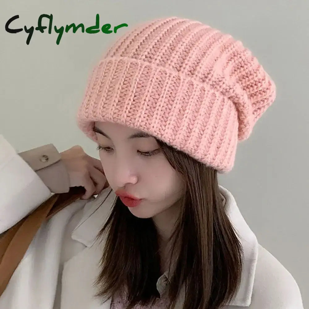 Cyflymder beanie outfits Winter Warm Hats for Women Casual Stacking Knitted Bonnet Caps Men Hats Simple Solid Color Hip