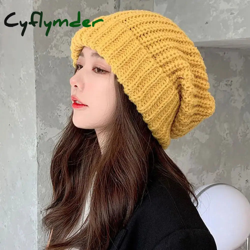 Cyflymder beanie outfits Winter Warm Hats for Women Casual Stacking Knitted Bonnet Caps Men Hats Simple Solid Color Hip