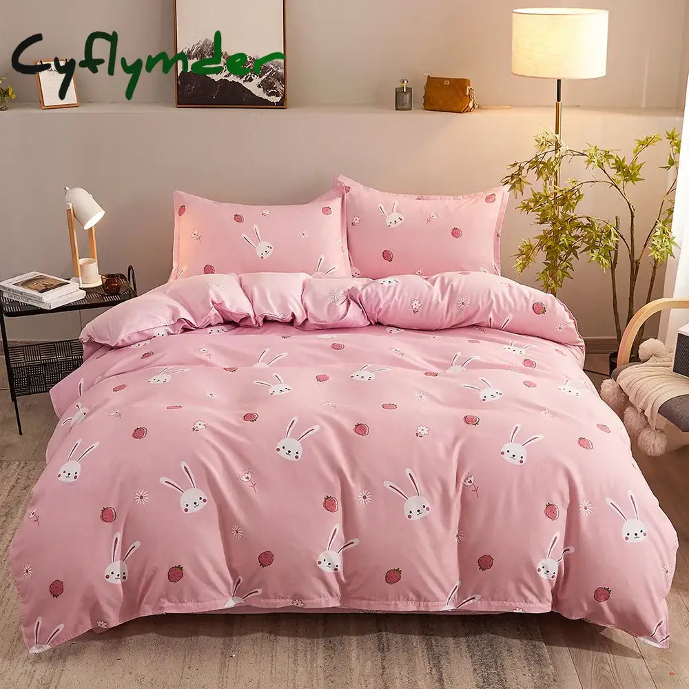 Cyflymder Bed Linen Bedding set Washed Cotton Four-Piece Bed Sheets Set Comfort Sets Solid Christmas Couple Bed Quilt