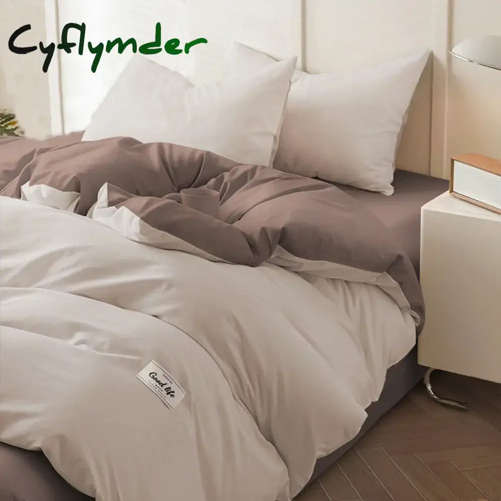 Cyflymder Bed Linen Bedding set Washed Cotton Four-Piece Bed Sheets Set Comfort Sets Solid Christmas Couple Bed Quilt