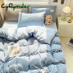 Cyflymder Bed Linen Bedding set Washed Cotton Four-Piece Bed Sheets Set Comfort Sets Solid Christmas Couple Bed Quilt