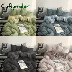 Cyflymder Bed Linen Bedding set Washed Cotton Four-Piece Bed Sheets Set Comfort Sets Solid Christmas Couple Bed Quilt