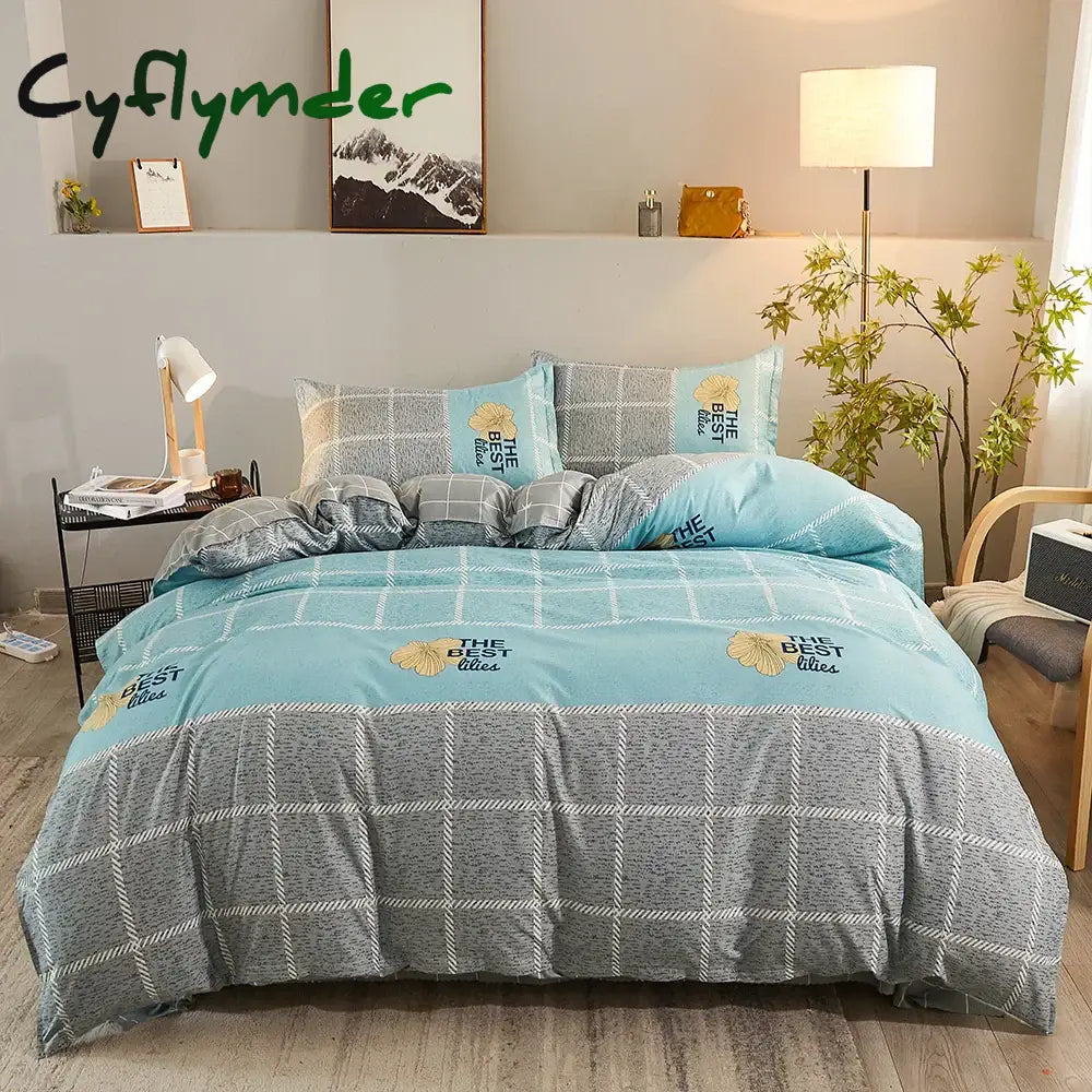 Cyflymder Bed Linen Bedding set Washed Cotton Four-Piece Bed Sheets Set Comfort Sets Solid Christmas Couple Bed Quilt