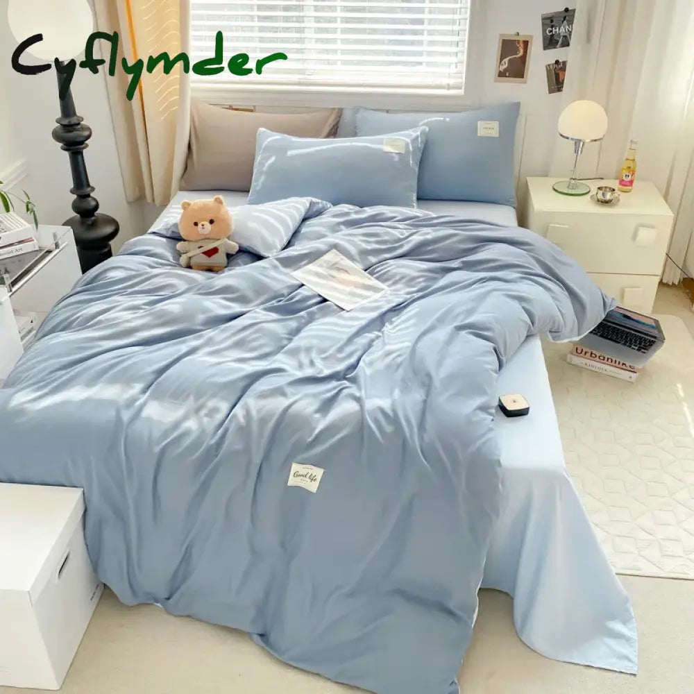 Cyflymder Bed Linen Bedding set Washed Cotton Four-Piece Bed Sheets Set Comfort Sets Solid Christmas Couple Bed Quilt