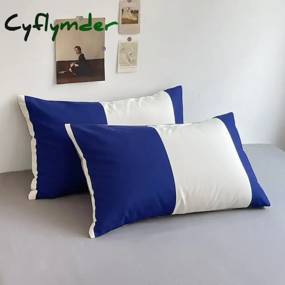 Cyflymder Bed Linen Bed Sheets Set Stripes Dots Duvet Cover Set Quilt Cover Bed Sheet Quilt Sets Queen Size INS Blogger