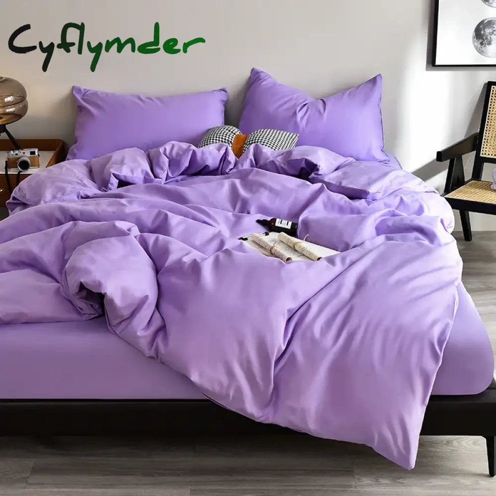 Cyflymder Bedding Set High Quality Skin Friendly Fabric Black Duvet Cover Set Solid Color Single Double King Size Quilt